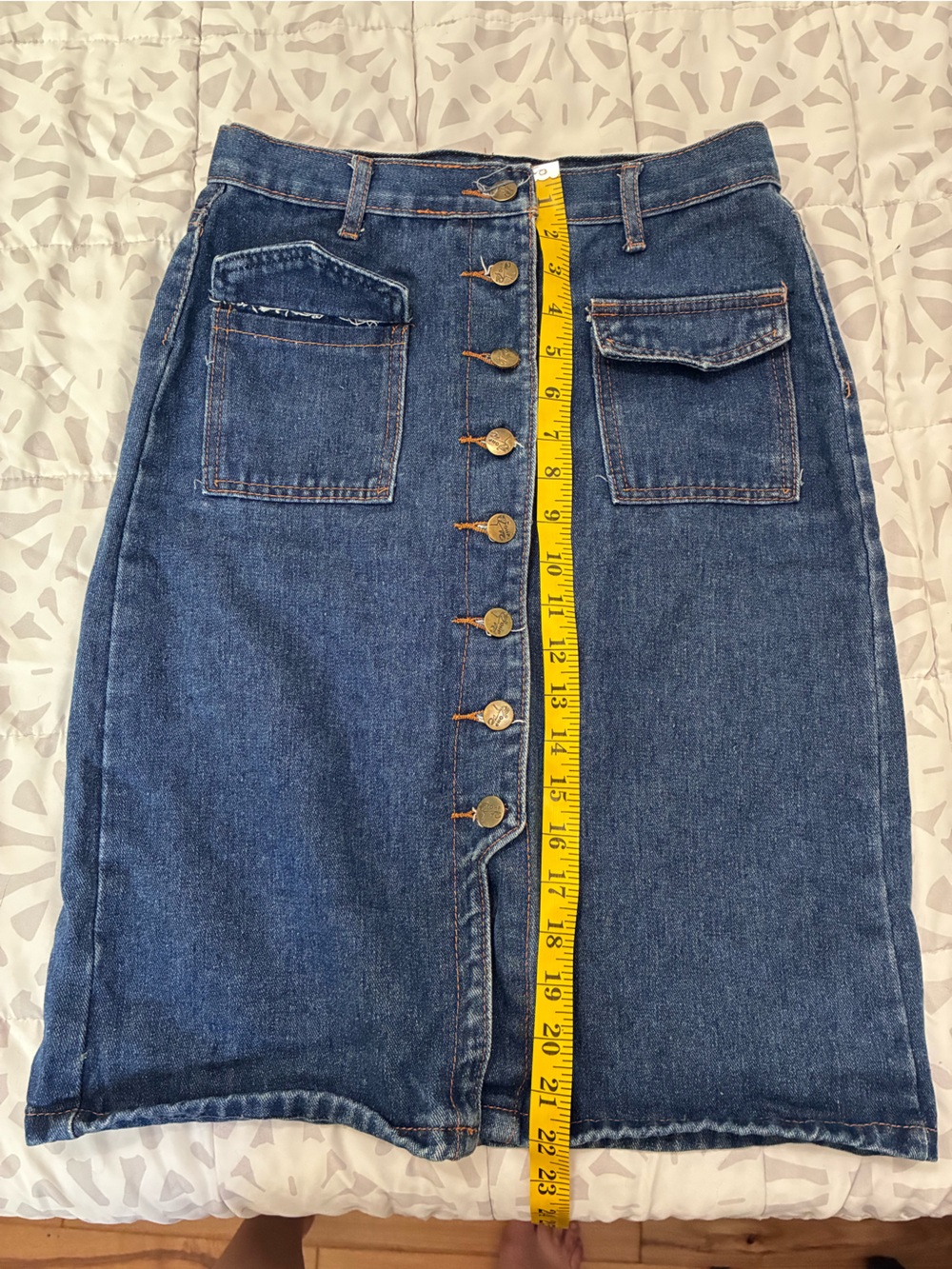 Women’s Blue Denim Vintage Button-Front Skirt